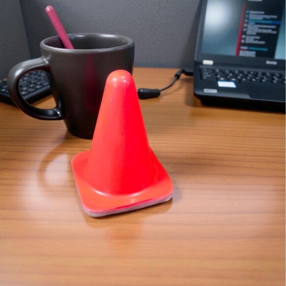 Mini Traffic Cone 4" Orange Heavy Rubber Desk Toy Caution Decor Rare Small Size - Picture 1 of 7